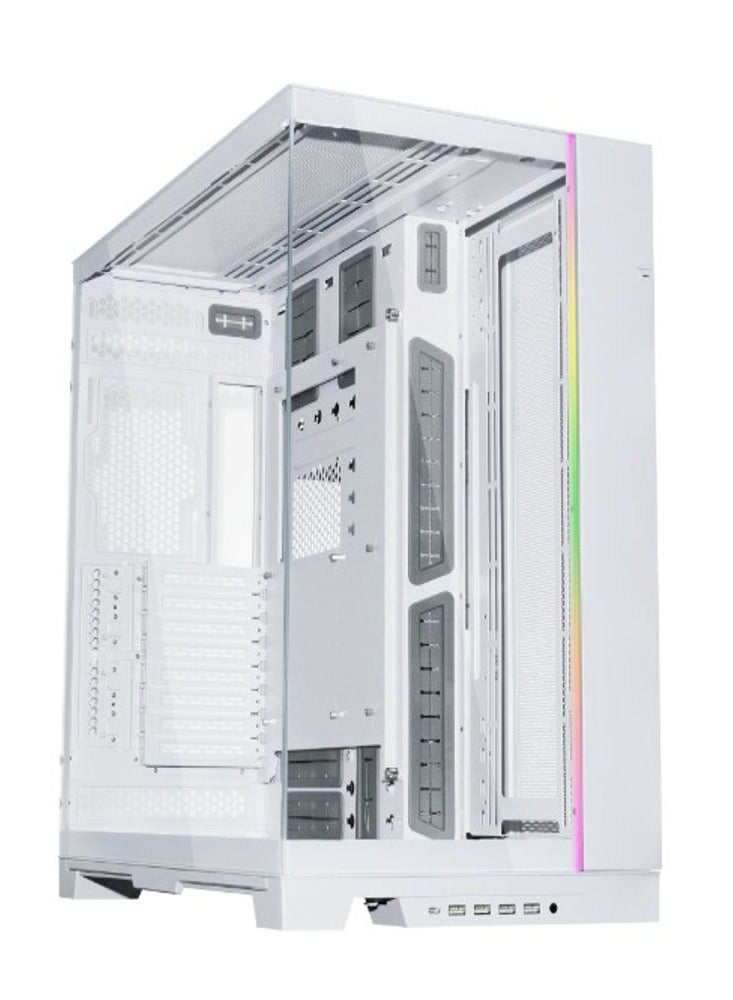 Lian Li O11 Dynamic EVO XL Full Tower Computer Case, Up to 420mm Radiator Support & 11x Fans, 3.5mm Jack, USB-A 3.2x4, USB-C 3.2 I/O Ports, White | O11DEXL-W