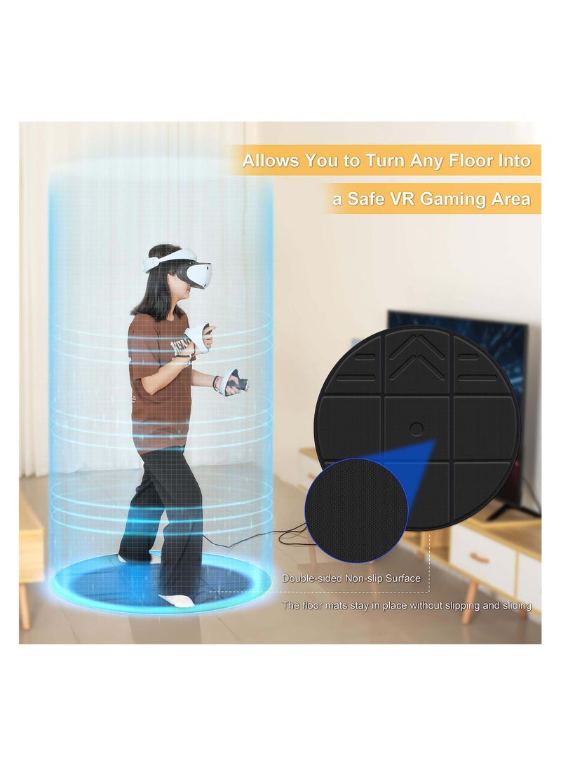 Foldable VR Round Mat, Anti-slip and Comfortable Floor Mat, Helps Determine Direction and Position and Prevents Players from Hitting and Breaking Objects in Surroundings, Game Accessories
