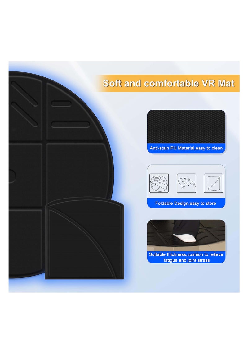 Foldable VR Round Mat, Anti-slip and Comfortable Floor Mat, Helps Determine Direction and Position and Prevents Players from Hitting and Breaking Objects in Surroundings, Game Accessories