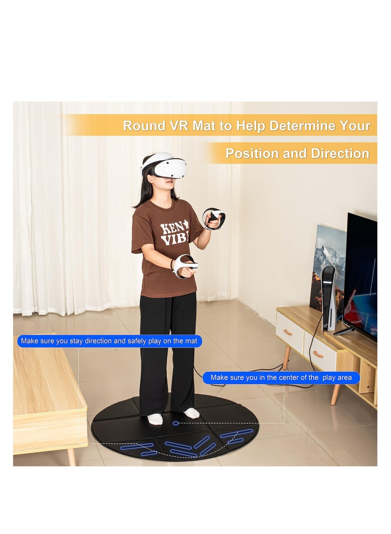 Foldable VR Round Mat, Anti-slip and Comfortable Floor Mat, Helps Determine Direction and Position and Prevents Players from Hitting and Breaking Objects in Surroundings, Game Accessories