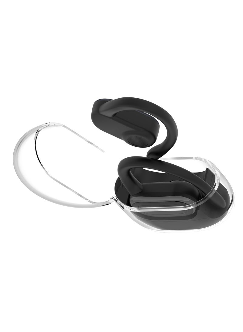 X20 Wireless Bluetooth 5.3 Headphones Ear-Hook Earbud with Microphone In-Ear Sports Headset Sweatproof Noise Reduction Earphone for Running Driving Office Working (Transparent Cover )