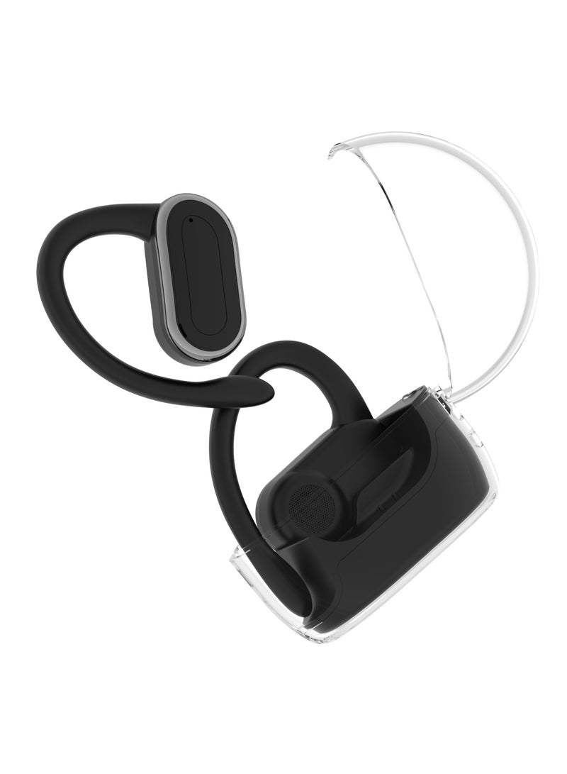 X20 Wireless Bluetooth 5.3 Headphones Ear-Hook Earbud with Microphone In-Ear Sports Headset Sweatproof Noise Reduction Earphone for Running Driving Office Working (Transparent Cover )