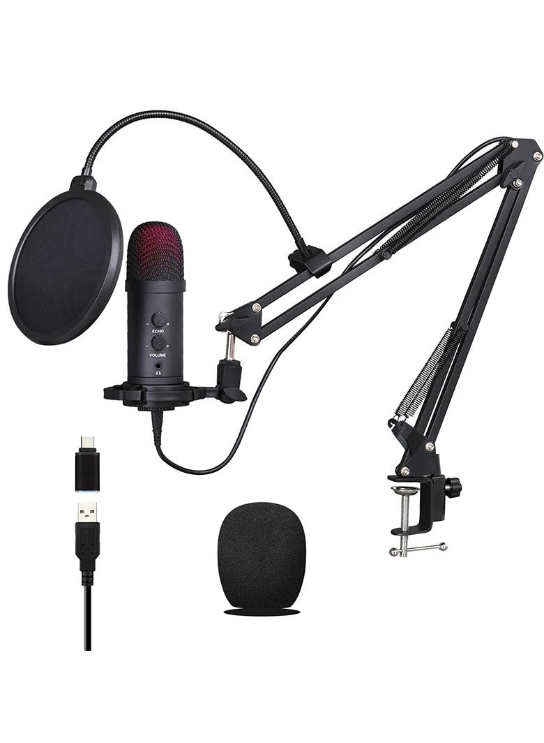 USB Computer Microphone Kit With Arm Shock Absorption Stand Popular Filters For Gaming Recording Podcast Chat Plug And Play