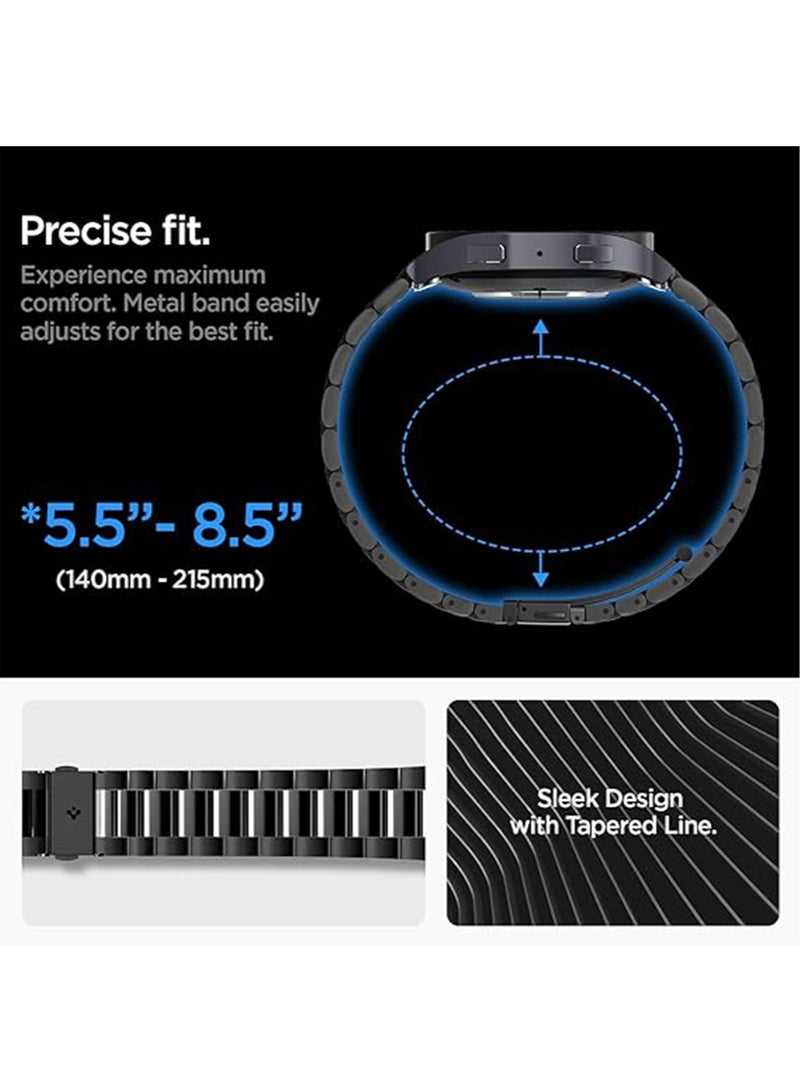 Modern Fit Band for Samsung Galaxy Watch 6 44mm Band Strap Premium 316L Stainless Steel - Black