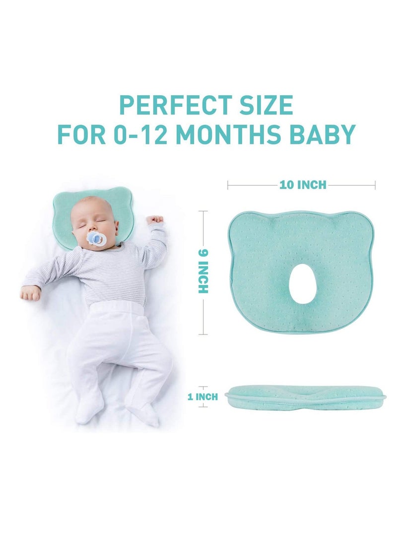 Baby Head Shaping Pillow, Baby Pillow 3D Memory Foam Pillow for Infants and Newborn Baby, Neck Support (0-12 Months - Blue)
