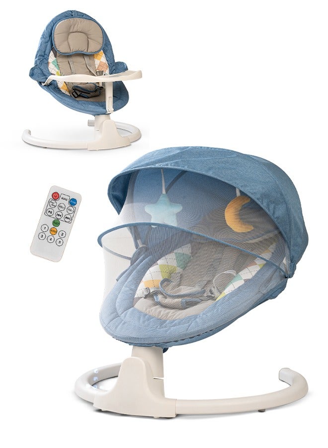 Baybee Lullabies Automatic Electric Baby Swing Cradle for Baby with Adjustable Swing Speed, Recline, Bluetooth & Music | Baby Rocker with Mosquito Net, Safety Belt & Toys | Swing for Baby (Blue)