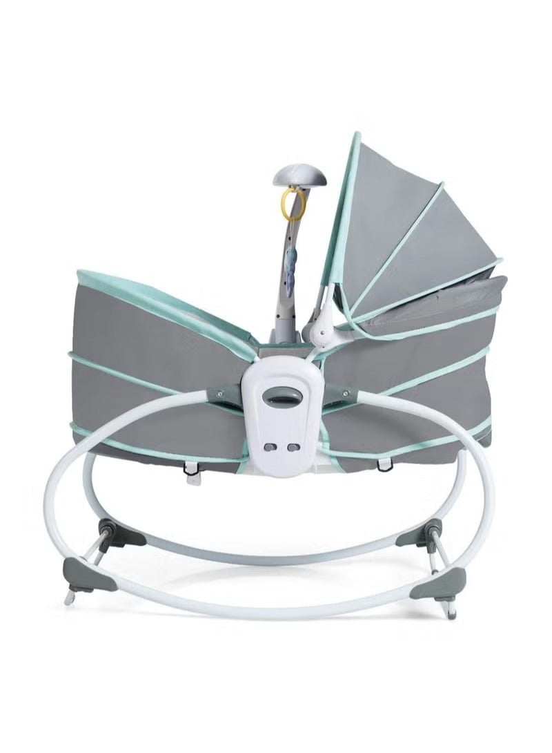 5 in 1 Baby Cradle Swing Portable Newborn Gliding Bassinet with Detachable Canopy Music Toys Vibration Rocking Infant Crib Sleeping Chair for Travel
