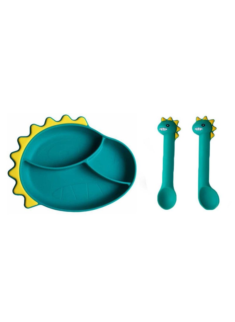 3-Piece Baby Multifunctional Silicone Plate and Spoon Set