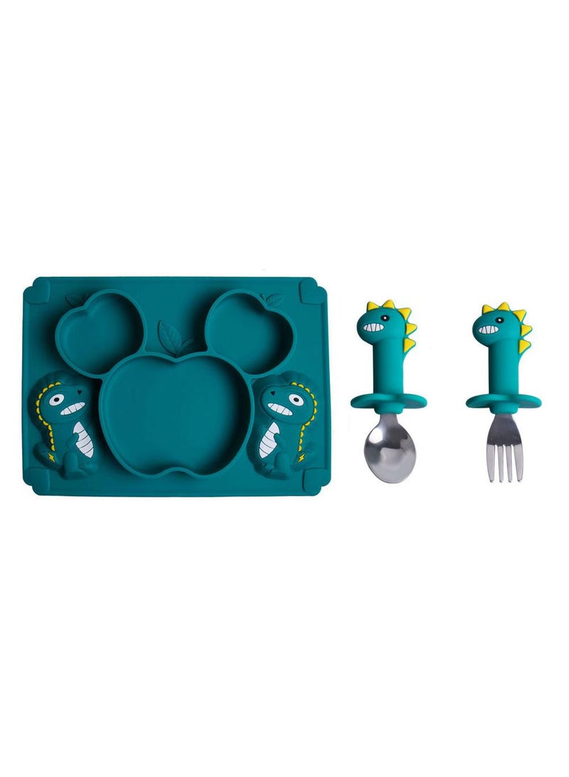 3-Piece Baby Multifunctional Silicone Plate and Spoon Set