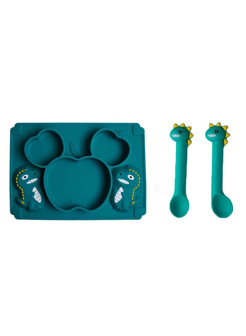 3-Piece Baby Multifunctional Silicone Plate and Spoon Set