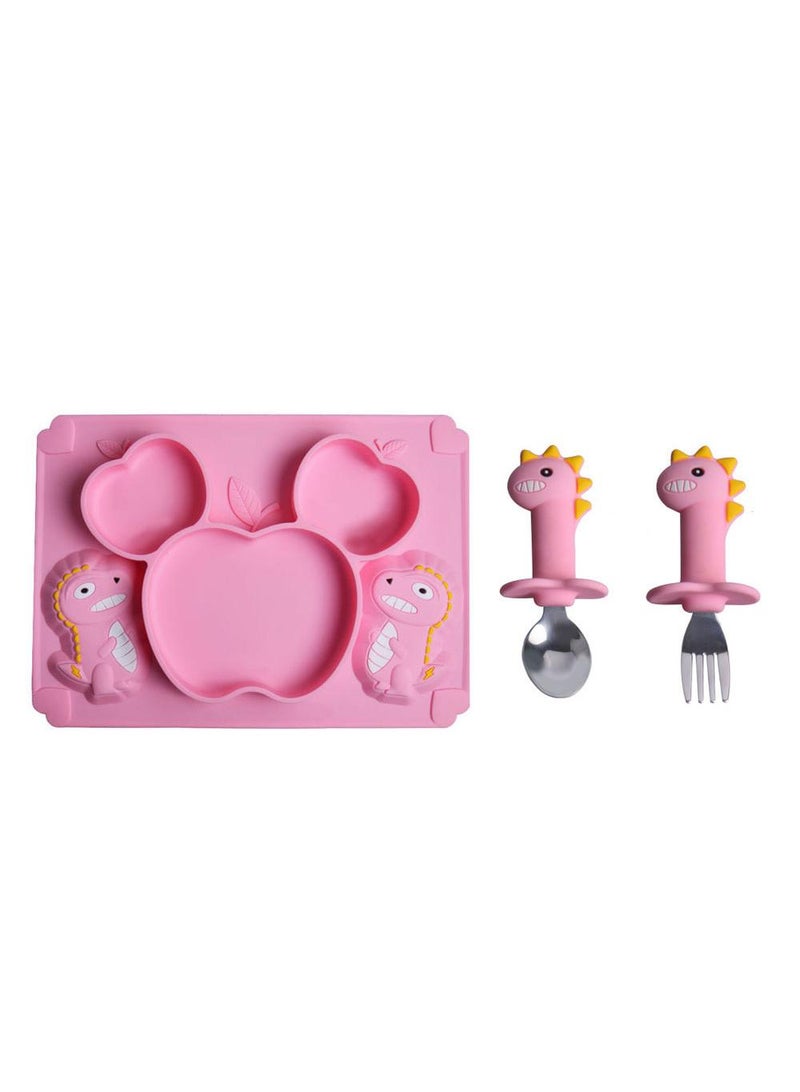 3-Piece Baby Multifunctional Silicone Plate and Spoon Set