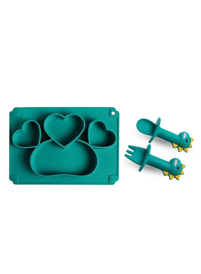 3-Piece Baby Multifunctional Silicone Plate and Spoon Set