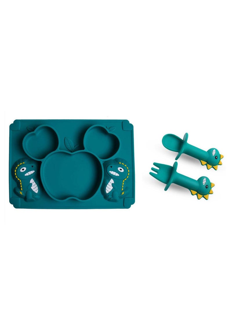 3-Piece Baby Multifunctional Silicone Plate and Spoon Set