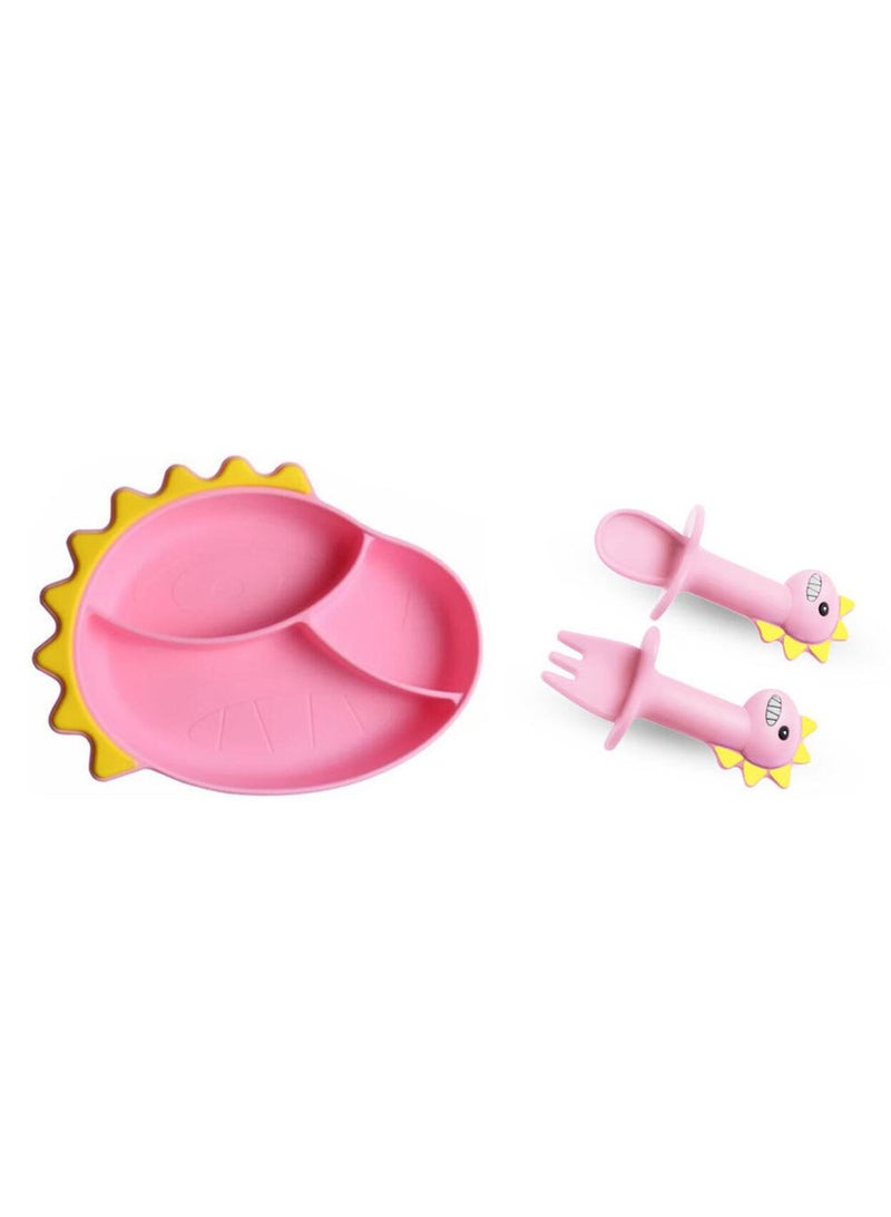 3-Piece Baby Multifunctional Silicone Plate and Spoon Set