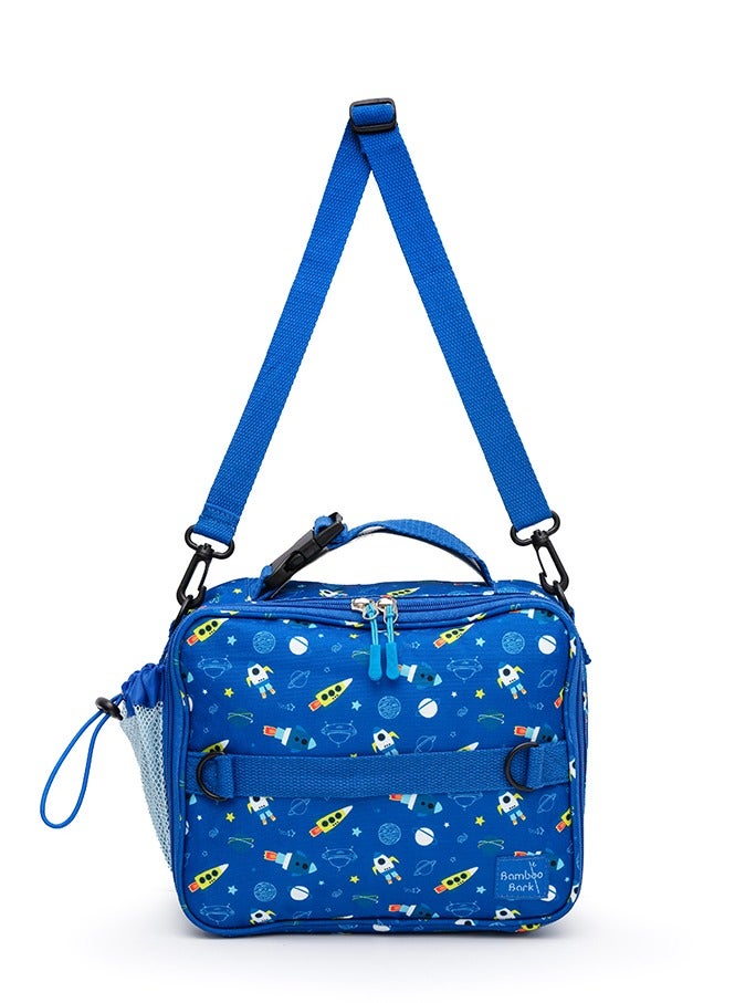 Bamboo Bark Space print insulated Lunch Bag with 3 carrying options