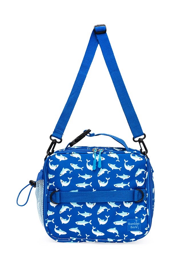 Bamboo Bark Sharks print insulated Lunch Bag with 3 carrying options