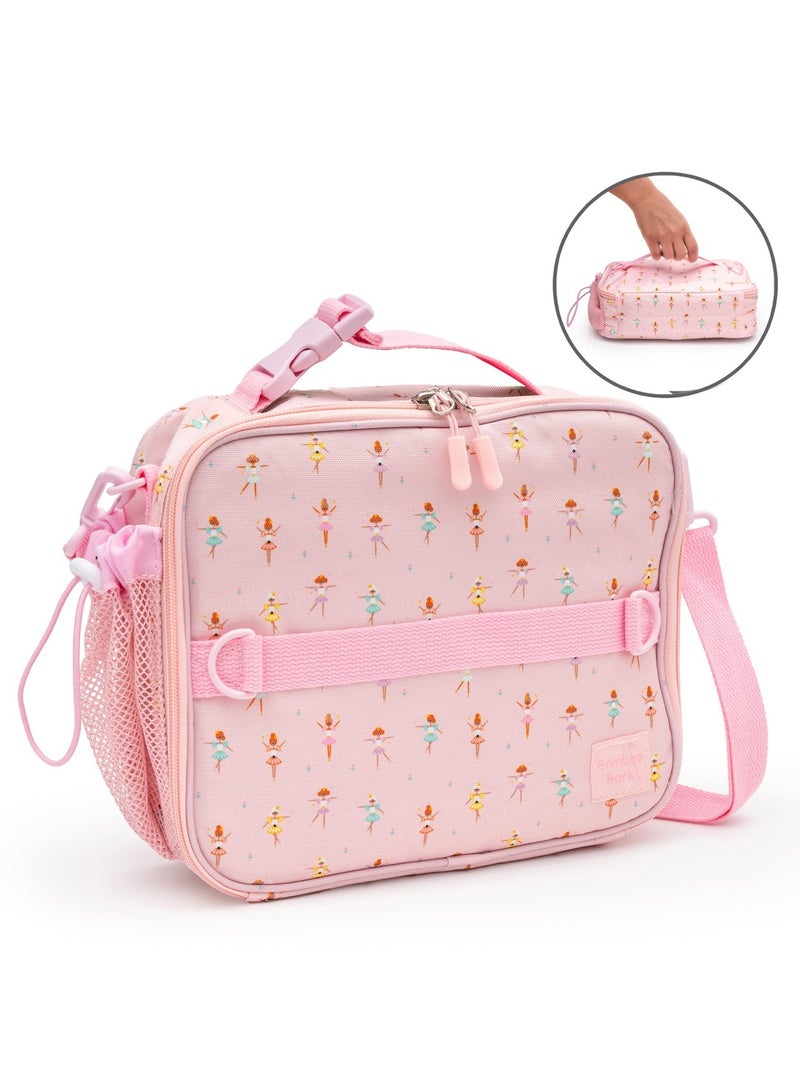 Bamboo Bark Ballerina print insulated Lunch Bag with 3 carrying options