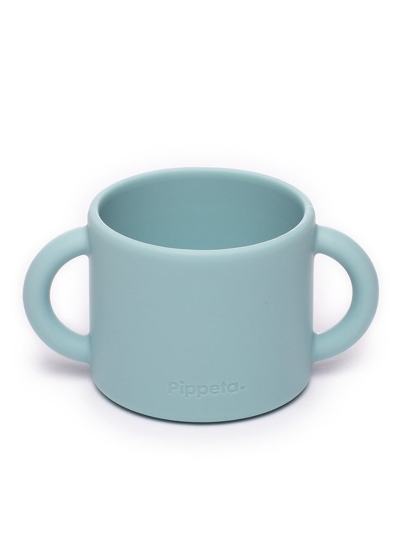 Pippeta Silicone Cup Plus Straw Non Toxic, Suitable From 6 Months And Above - Sky Blue