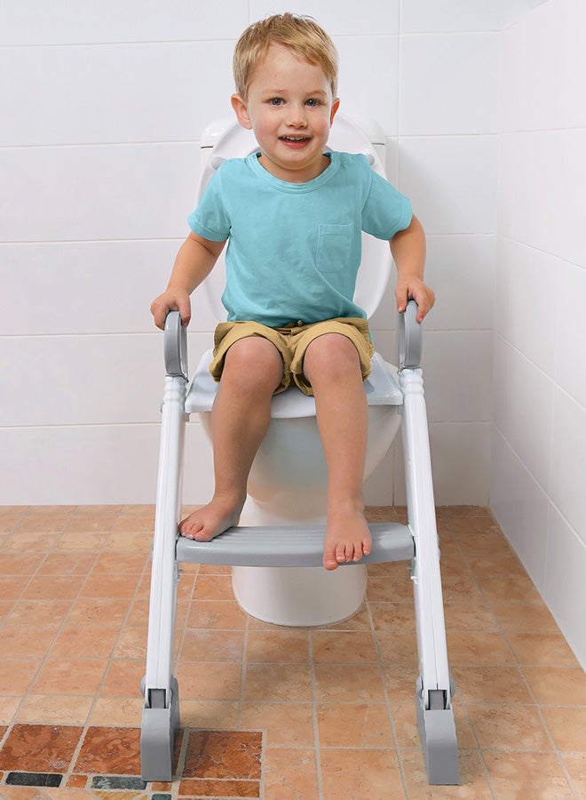 Step-Up Potty Training Toilet Seat Topper - Adjustable Step Height - Slip-Resistant - Grey, White
