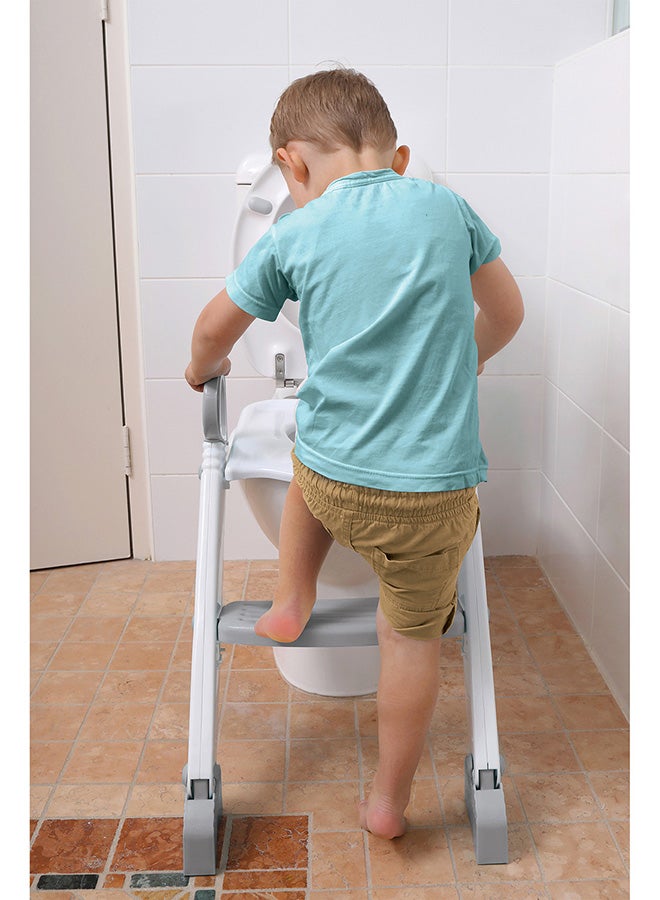 Step-Up Potty Training Toilet Seat Topper - Adjustable Step Height - Slip-Resistant - Grey, White