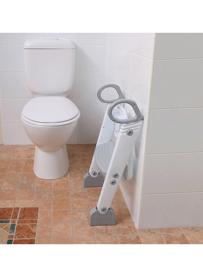 Step-Up Potty Training Toilet Seat Topper - Adjustable Step Height - Slip-Resistant - Grey, White