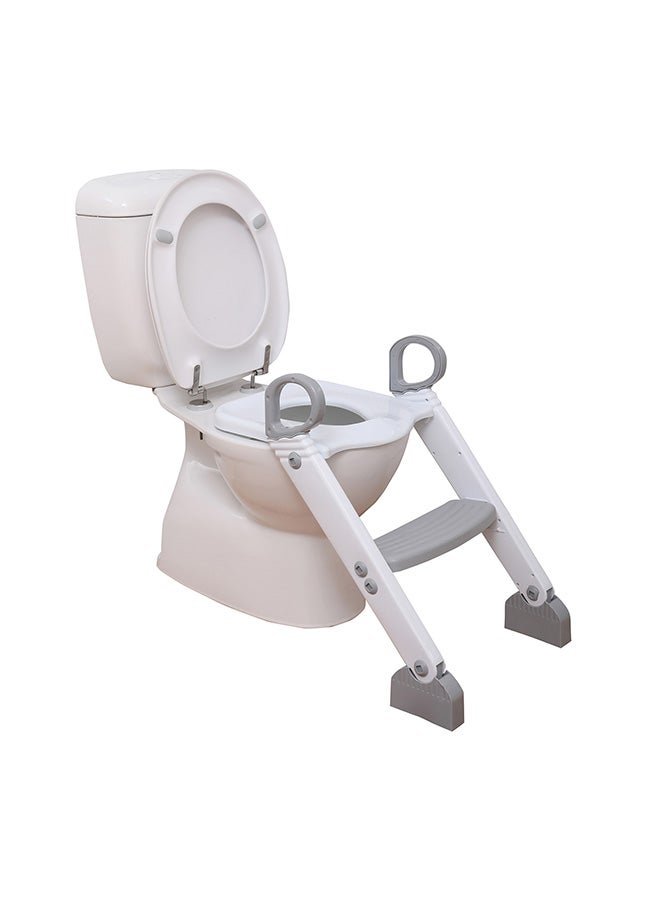 Step-Up Potty Training Toilet Seat Topper - Adjustable Step Height - Slip-Resistant - Grey, White
