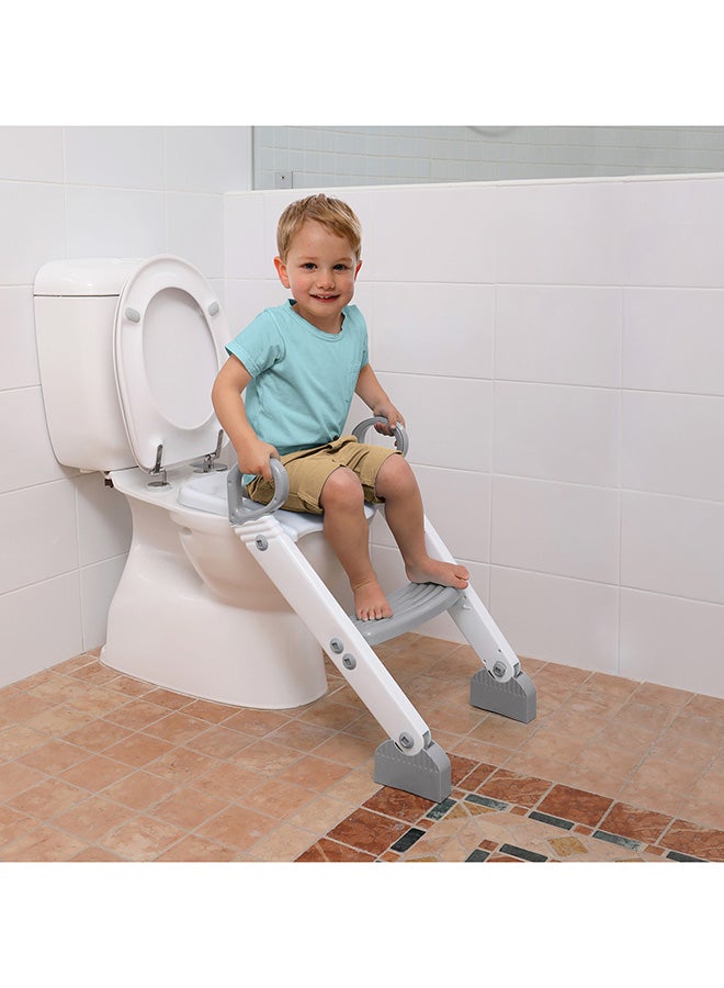 Step-Up Potty Training Toilet Seat Topper - Adjustable Step Height - Slip-Resistant - Grey, White