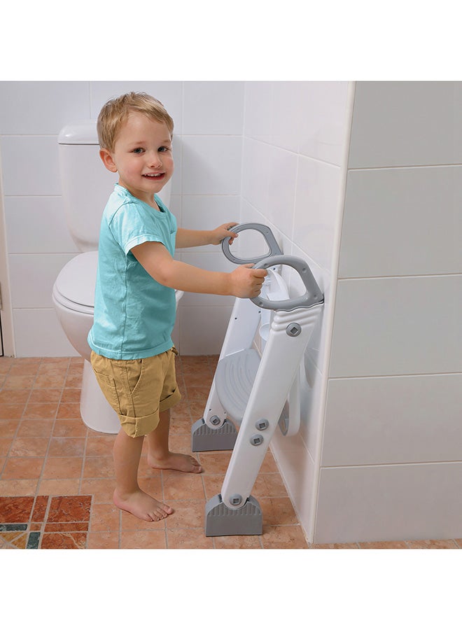 Step-Up Potty Training Toilet Seat Topper - Adjustable Step Height - Slip-Resistant - Grey, White