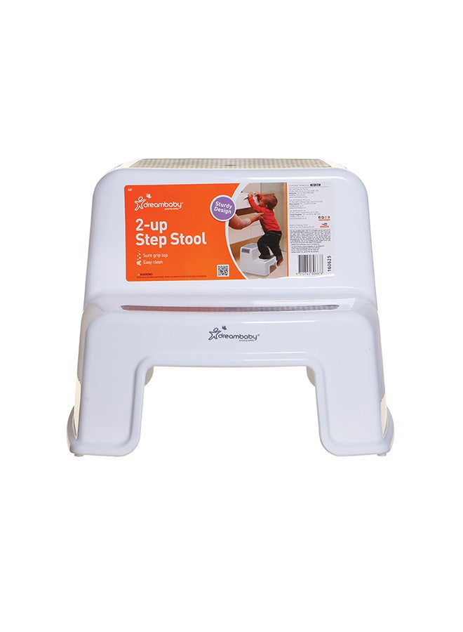 2-UP Toddler Step Stool, Slip Resistant - White And Grey