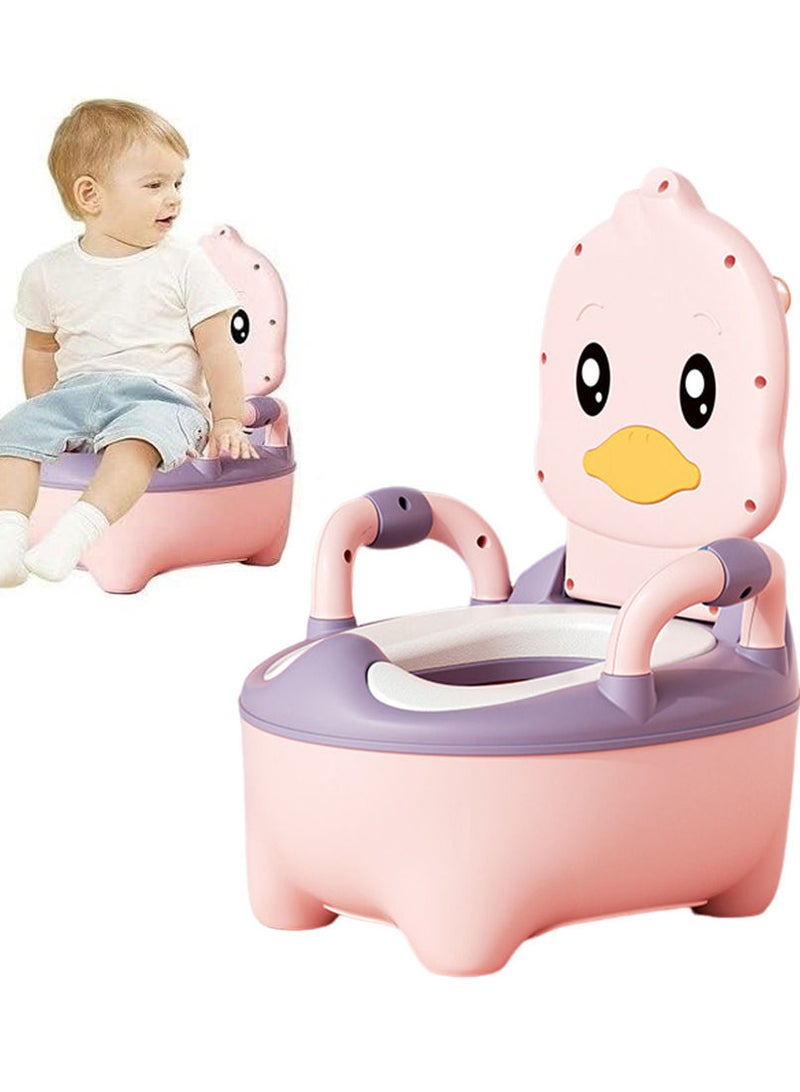 Baby Potty Training Seat, Potty Toilet Trainer with Handles, Toddler Kids Potty Chair with High Back Support  Lid Removable Potty Pot Pink