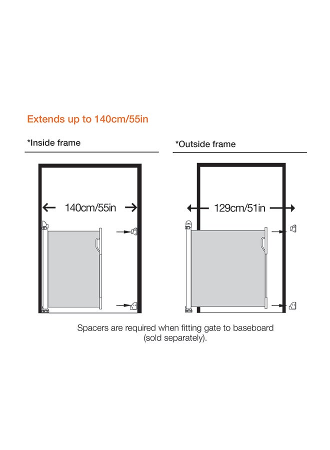 Retractable Baby Safety Gate, Extra Wide And Tall Mesh Gate - Grey