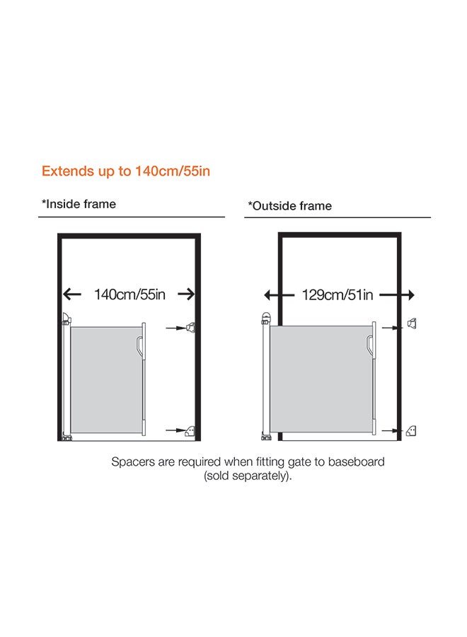 Retractable Baby Safety Gate, Extra Wide And Tall Mesh Gate - Black