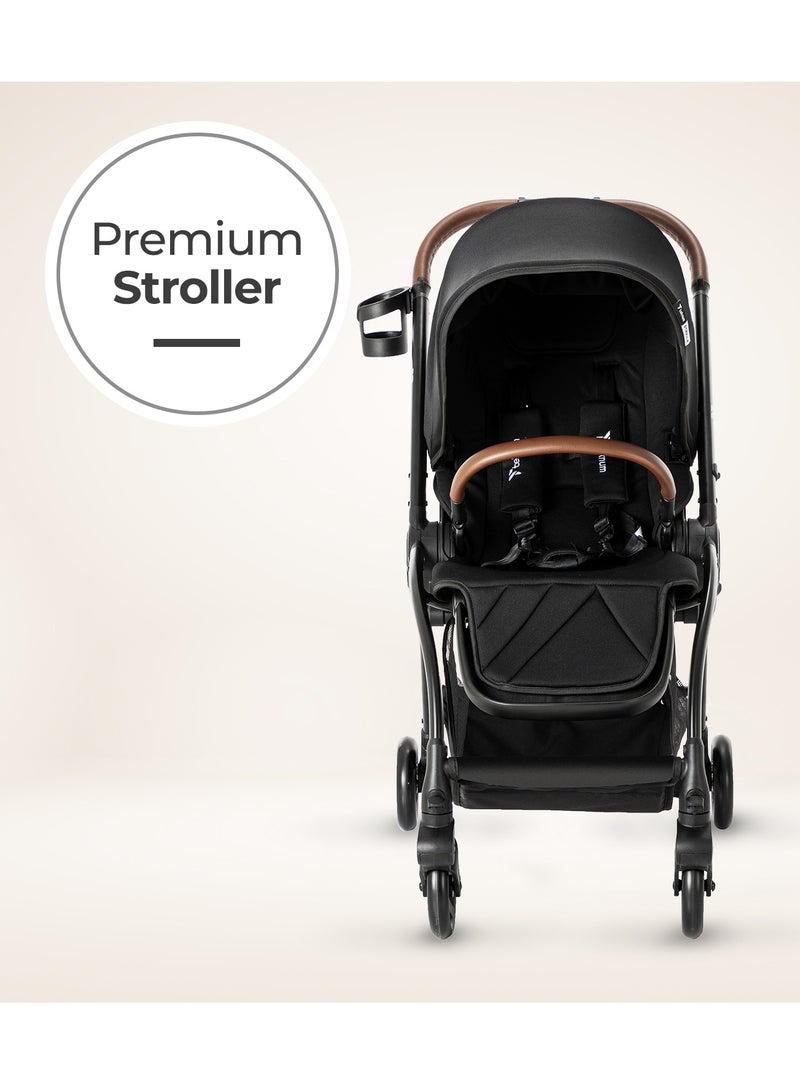 Travel Stroll 2 Stroller With Reversible, Multi Recline Seat - Black