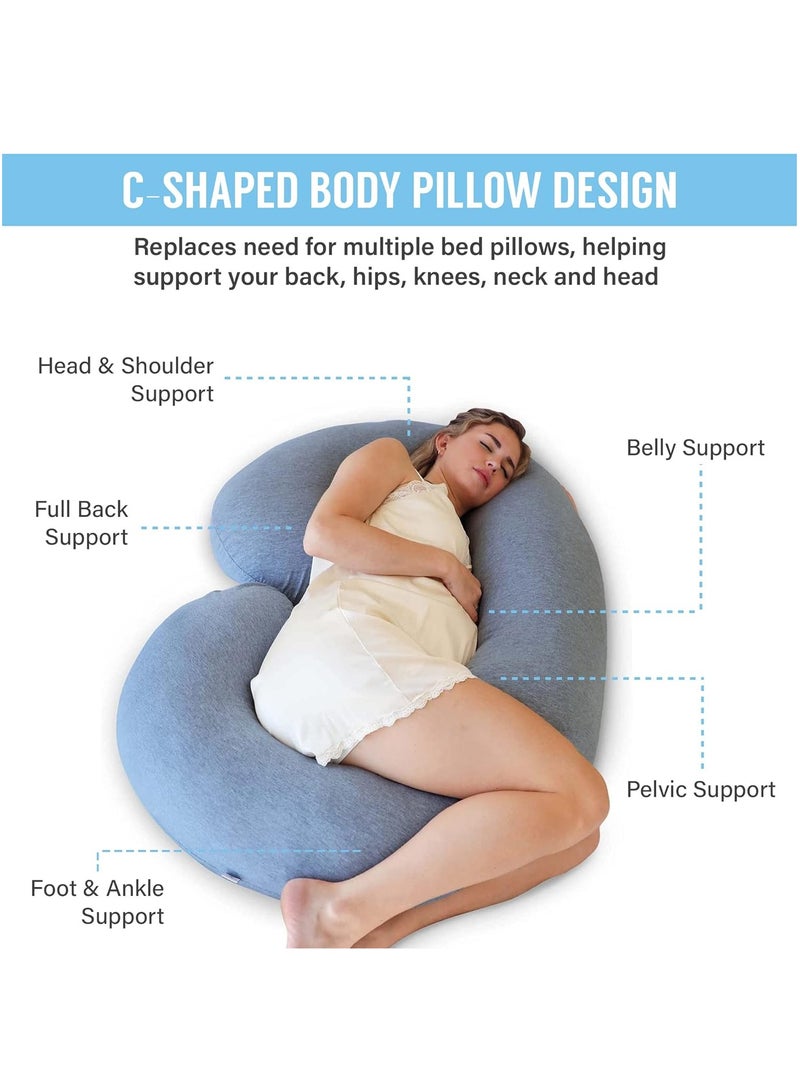 Pharmedoc C Shape Full Body Pillow - Grey Cooling Cover