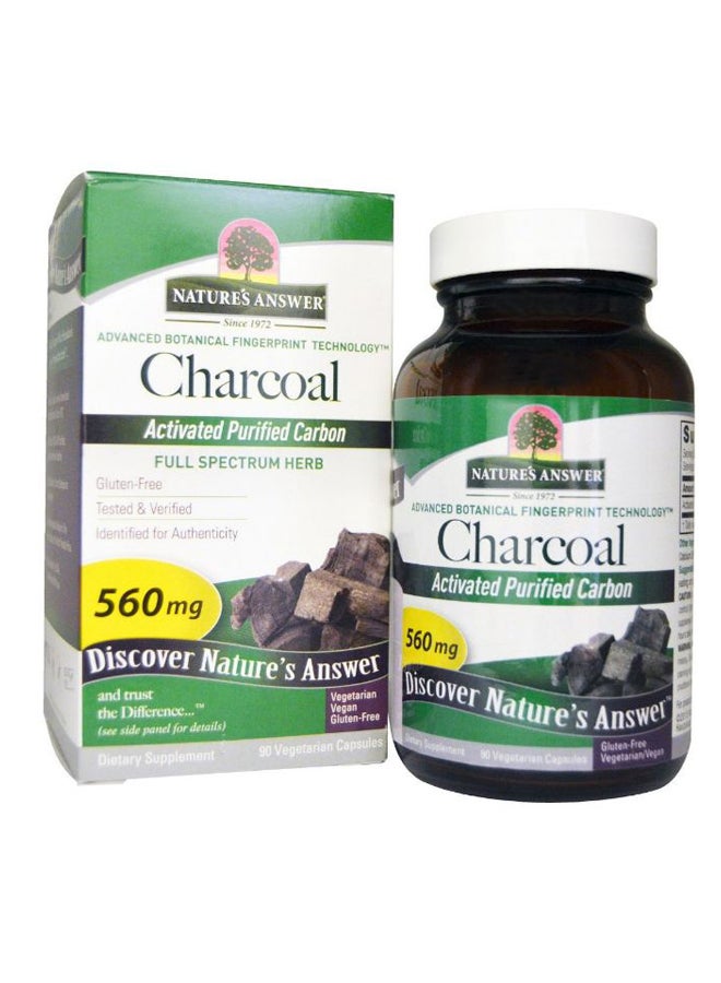 Charcoal Activated Purified Carbon - 90 Vegetarian Capsules