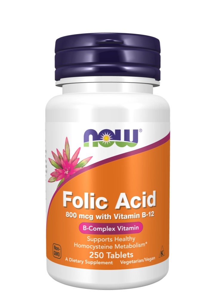 Folic Acid 800 mcg with Vitamin B-12 250 Tablets