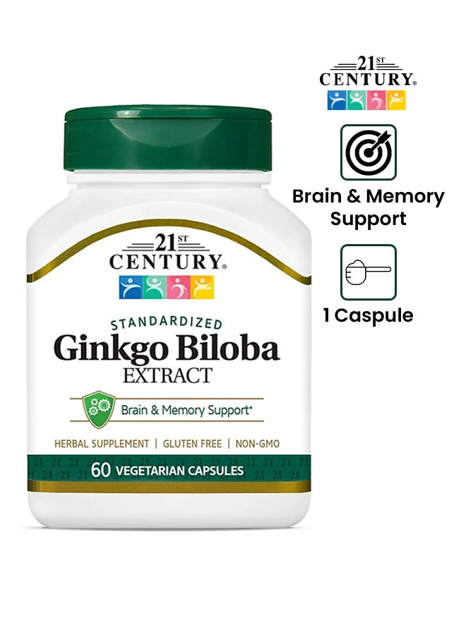 Standardized Ginkgo Biloba Extract - 60 Vegetarian Capsules