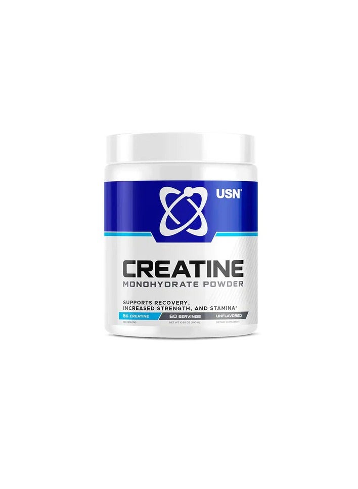 USN Creatine Monohydrate Powder 300 gram 60 Servings Support Recovery Increased Strength And Stamina
