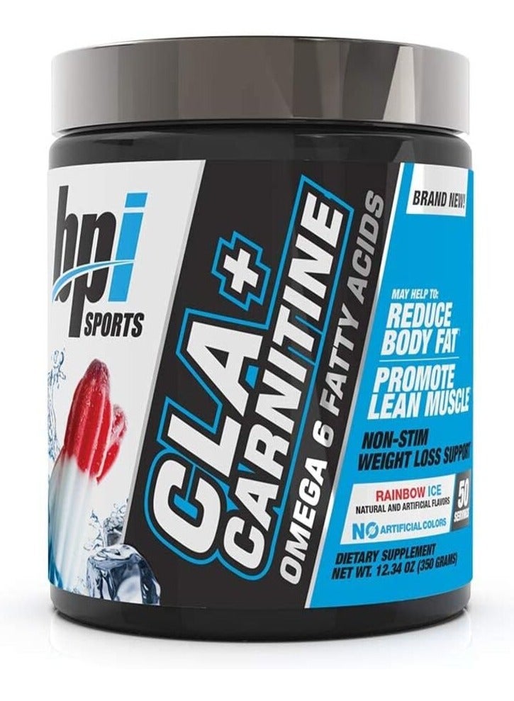 BPI SPORTS CLA+ Carnitine, Rainbow Ice Flavor, 350g, 50 Serving