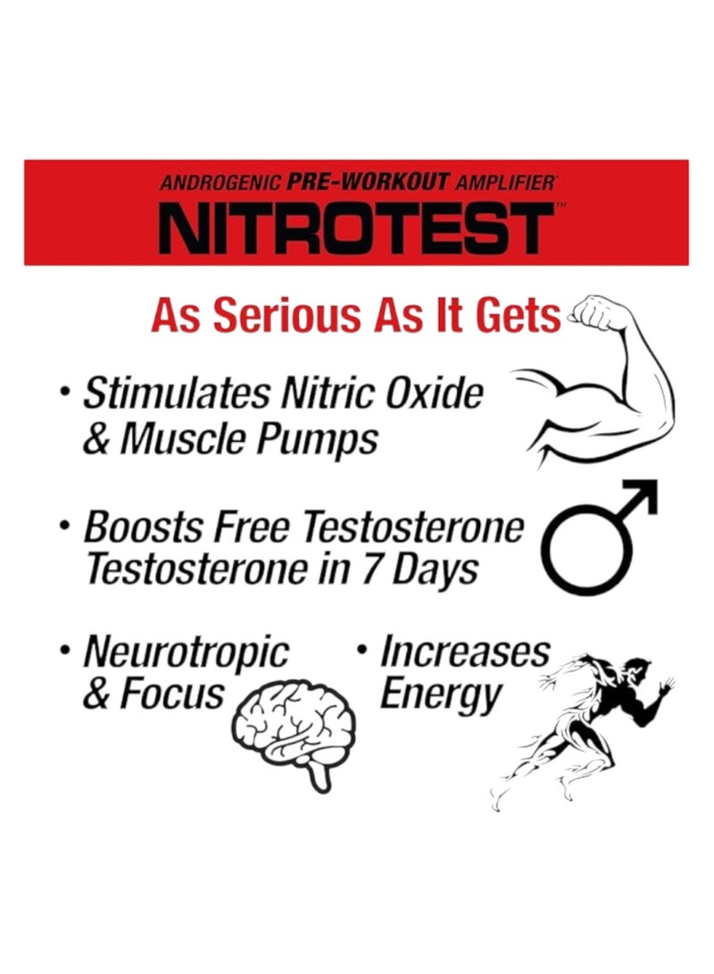 Nitrotest, Androgenic Pre-Workout Amplifier, Rocket Pop Flavour, 30 Servings