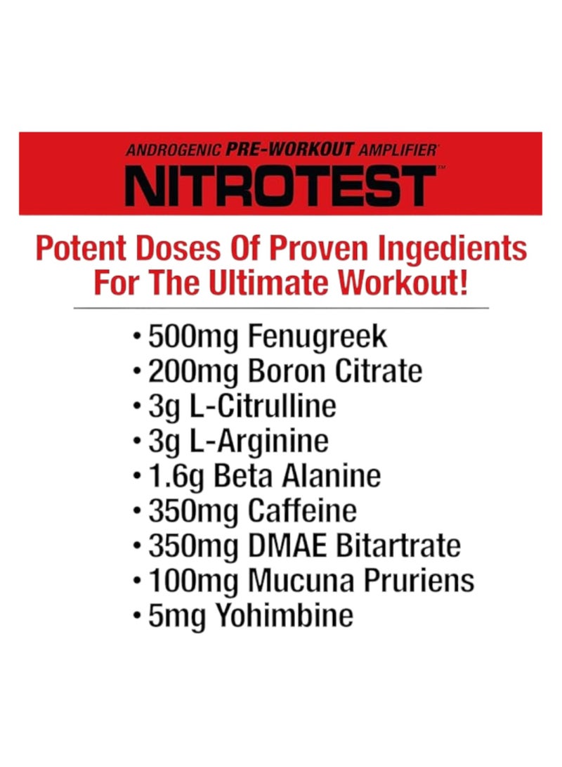 Nitrotest, Androgenic Pre-Workout Amplifier, Watermelon Flavour, 30 Servings