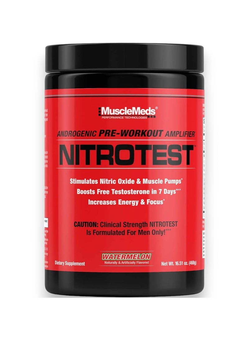 Nitrotest, Androgenic Pre-Workout Amplifier, Watermelon Flavour, 30 Servings