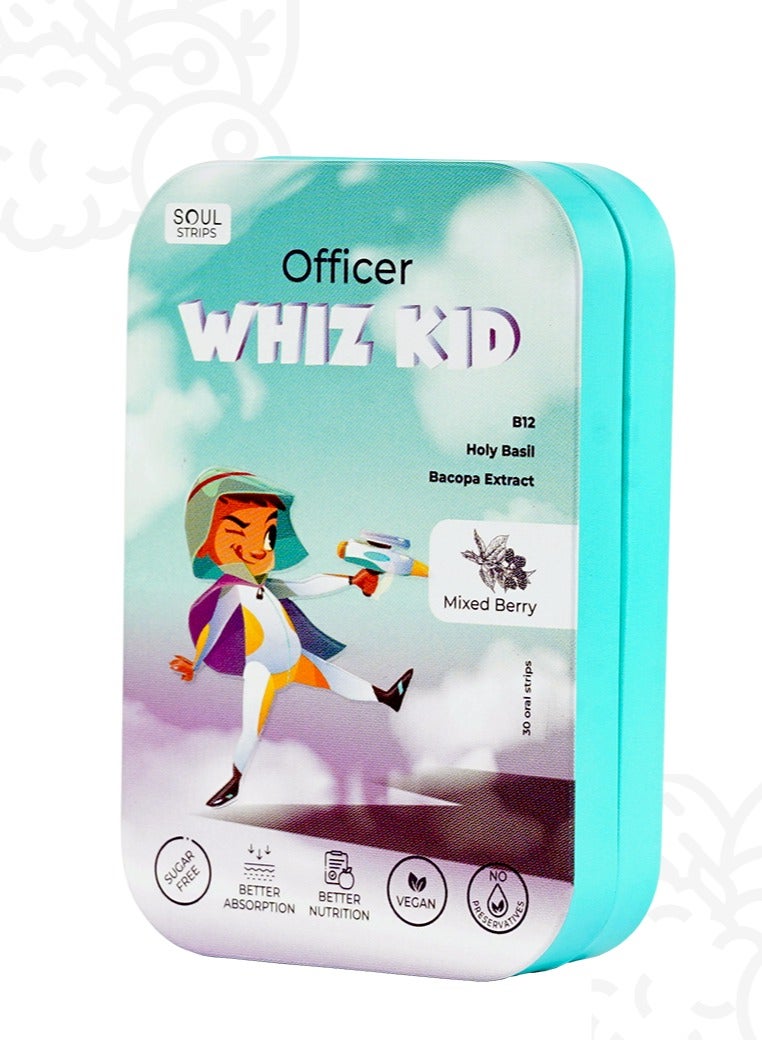 Officer WHIZ KID Turn Brain Power into Super Power kids oral strips 30's pack