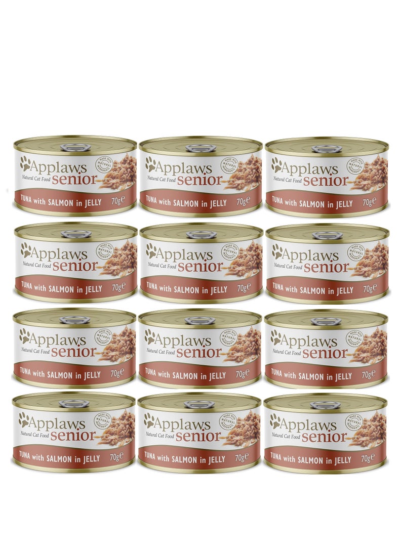 12Pc Tuna With Salmon In Jelly Senior Cat Wet Food Tin 70g