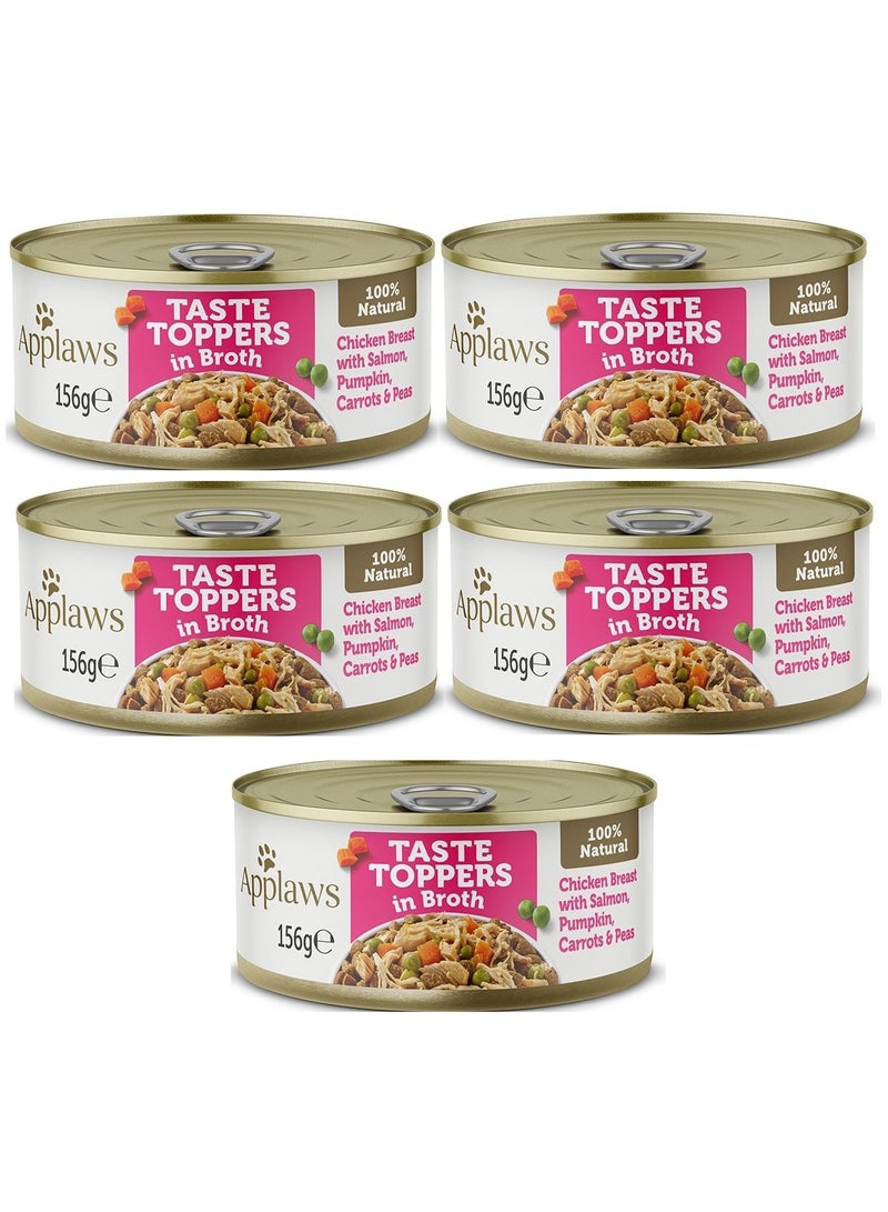 5Pc Taste Topper Broth Chicken With Salmon Mix With Dry Food For Dogs 156g