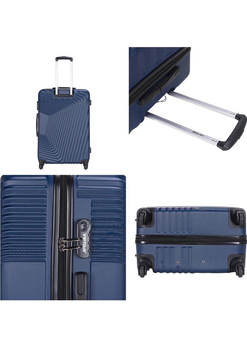 ABS Hardside 3-Piece Trolley Luggage Set, Spinner Wheels with Number Lock 20/24/28 Inches - Dark Blue