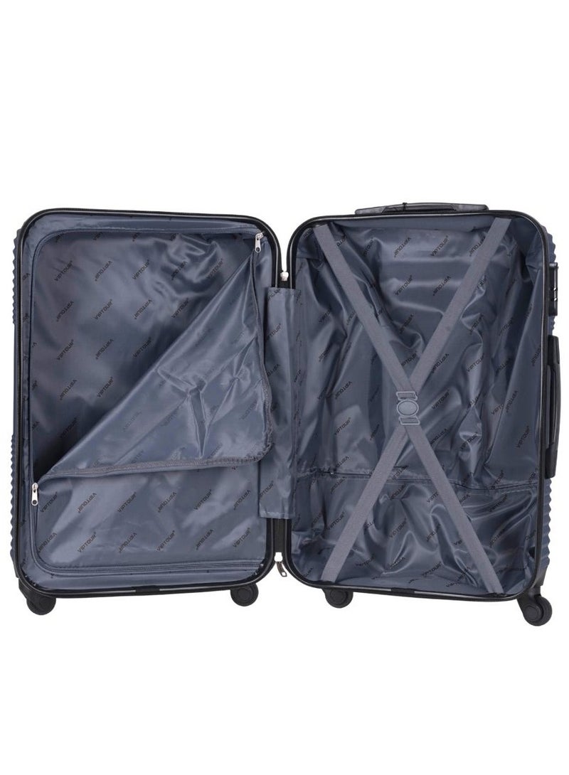 ABS Hardside 3-Piece Trolley Luggage Set, Spinner Wheels with Number Lock 20/24/28 Inches - Dark Blue