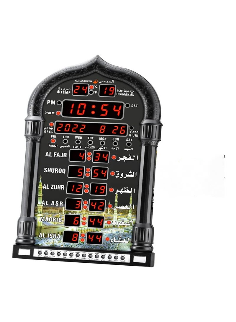 HA-4008 LED Digital Muslim Clock Islamic Wall Clock, Mosque Prayer Times Wall Clock, Masjid Clock with Complete Azaan (Black)