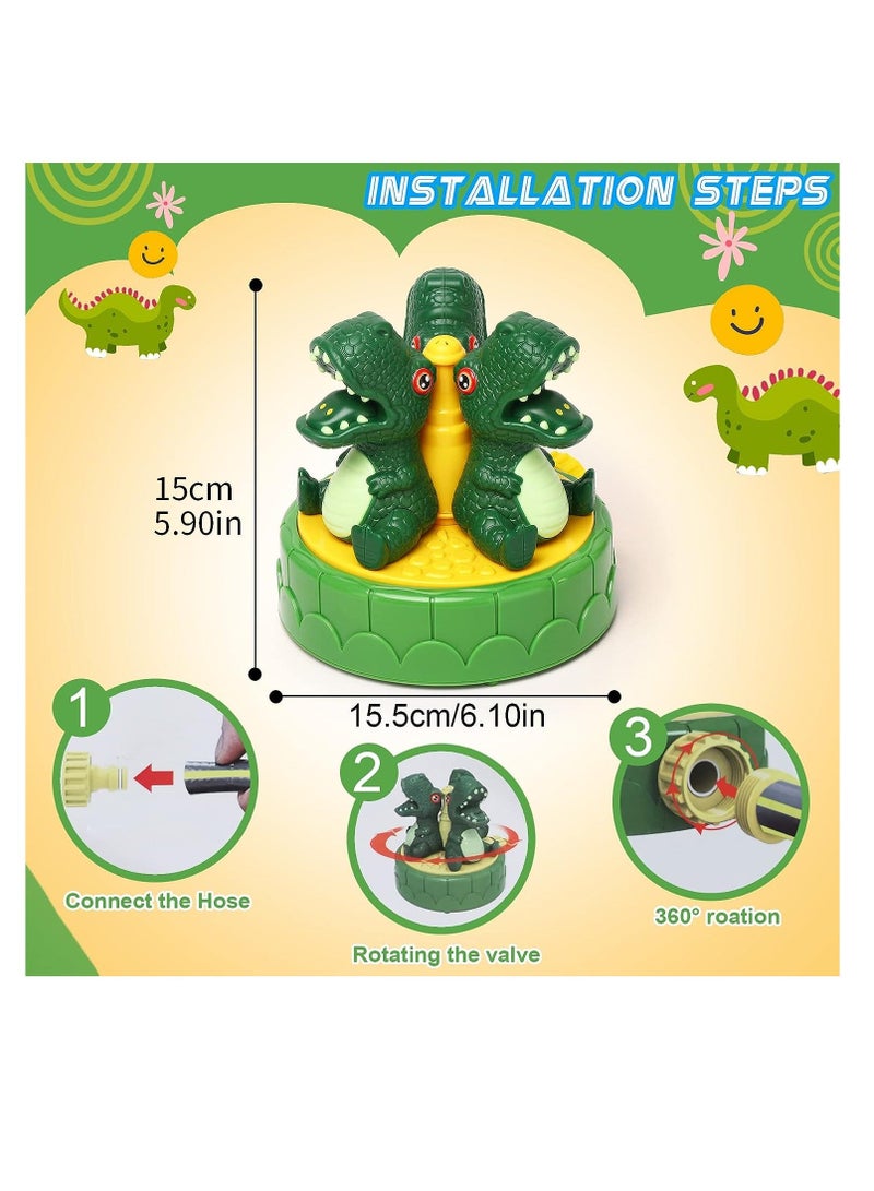 Dinosaur Water Spray Toy, Outdoor Sprinkler for Kids and Toddlers, Summer Outside Toys Backyard Games, Attaches to Garden Hose Splashing Fun Boys Girls Gift, 1 Pcs