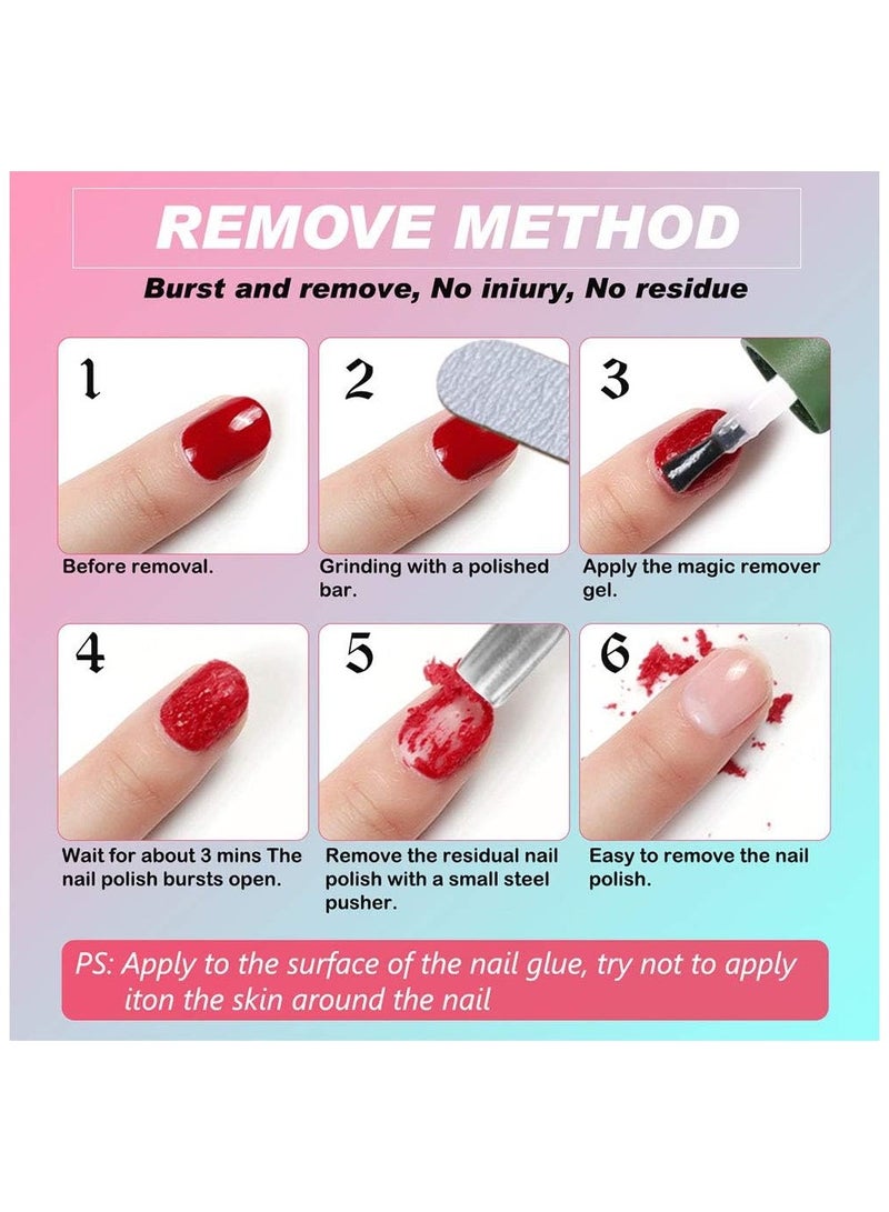 Aliver Nail Polish Gel Remover 15ML + Magic Remover Professional Nail Product Remover, Professional Nail Gel Polish Remover, In 3 mins Quickly Removes